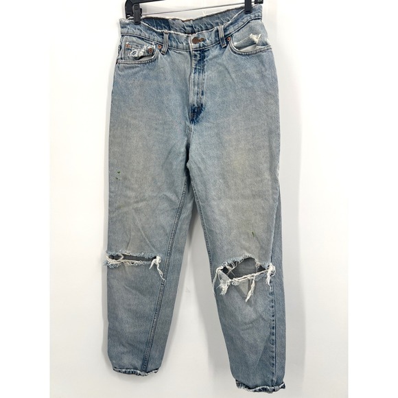 Levi's Denim - Vintage 90s Levi's 521 Tapered Leg‎ Jeans 14 M 100% Cotton Made in USA Destroyed